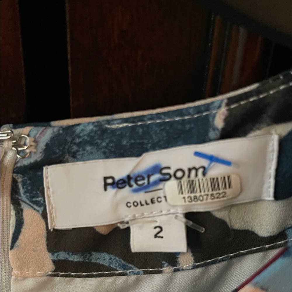 Peter Som Blue and Cream Patterned Dress - Picture 2 of 6